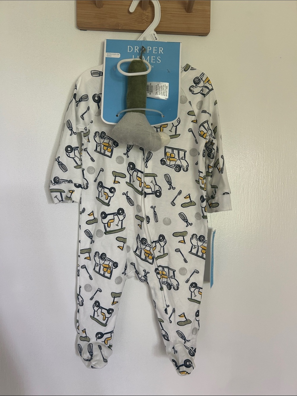 Draper James White Footie with Construction Vehicle Print